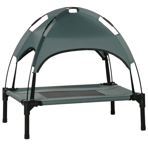 PawHut Elevated Portable Dog Cot Pet Bed With UV Protection Canopy Shade, 24 Inch, Gray – Gray