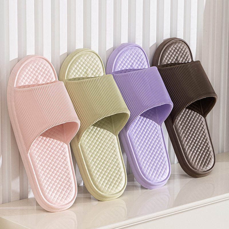 Summer Slipper Indoor House Shoes For Men Women Couples Solid Color Rhombus Striped Non-slip Bathroom Slippers – view 8