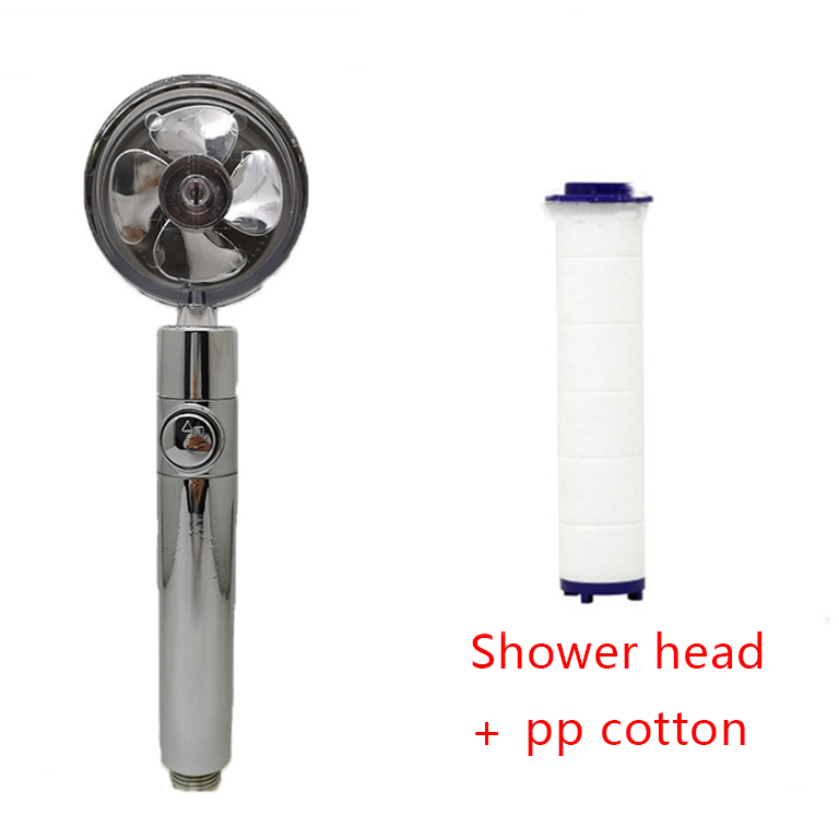 Shower Head Water Saving Flow 360 Degrees Rotating With Small Fan ABS Rain High Pressure Spray Nozzle Bathroom Accessories – Set5