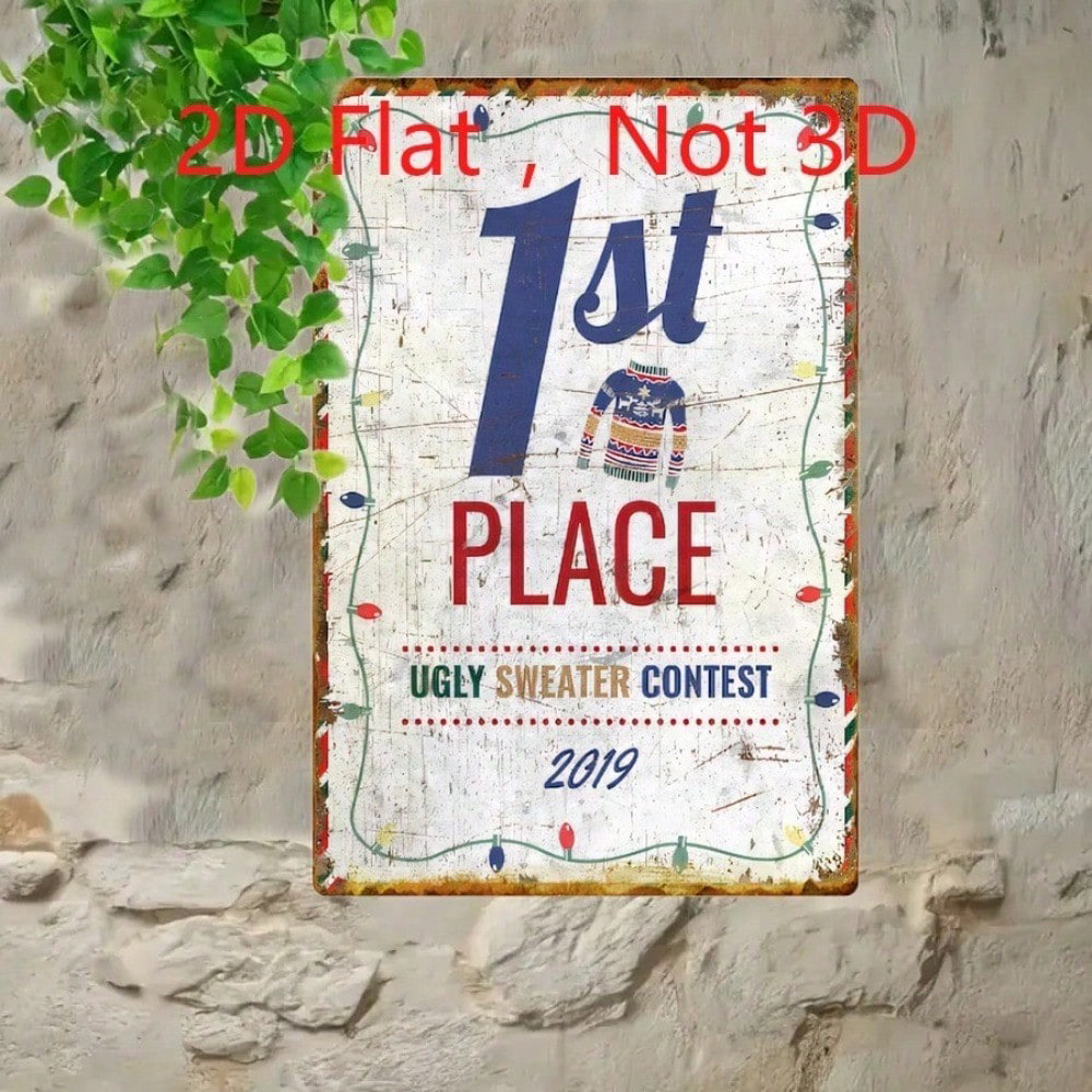 1st Place 2019 Ugly Christmas Sweater Contest Vintage Tin Sign 20x30, Contest Vintage Tin Sign 20x30cm Decor – view 4