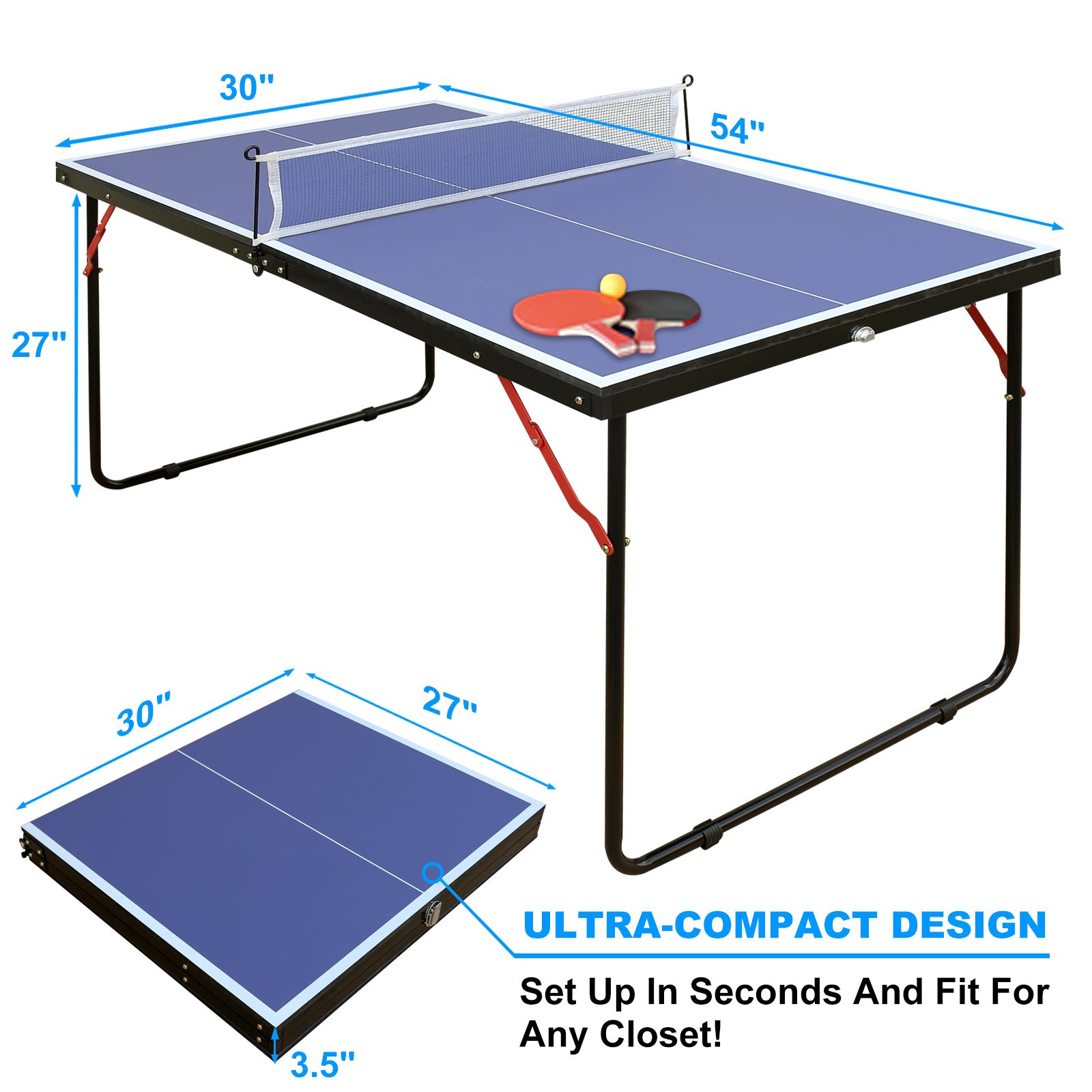 Table Tennis Table Folding Portable Table Tennis Table Set – view 3