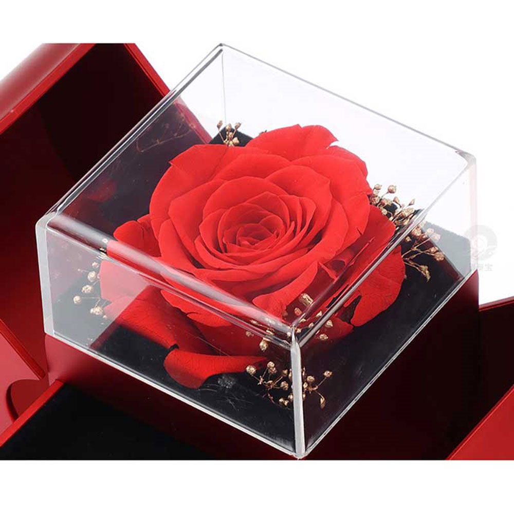 Fashion Jewelry Box Red Apple Christmas Gift Necklace Eternal Rose For Girl Mother's Day Valentine's Day Gifts With Artificial Flower Rose Flower Jewelry Box – view 14