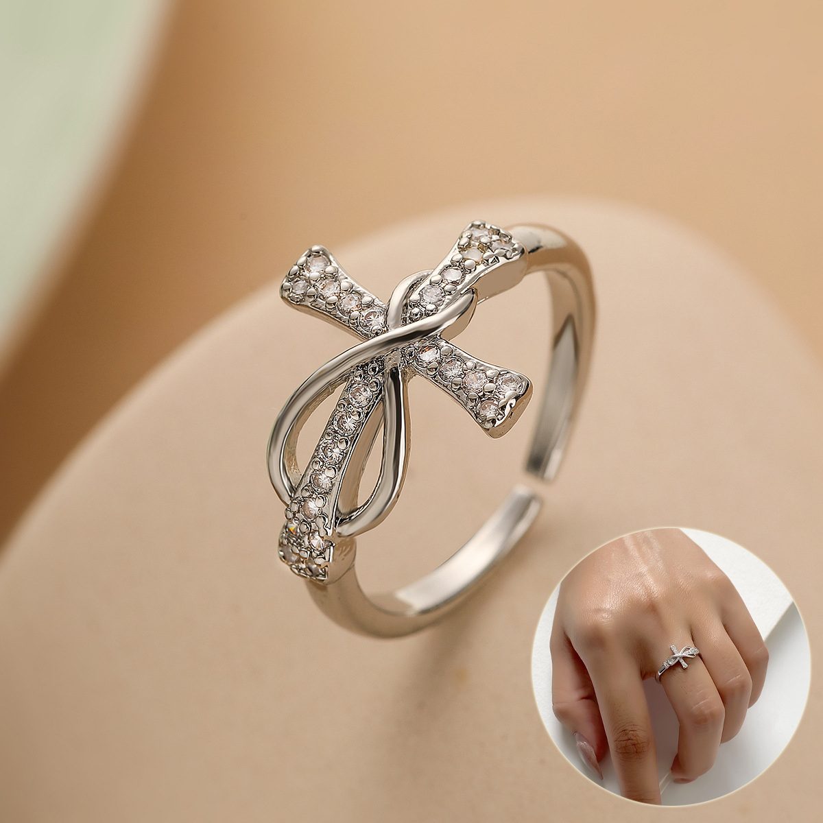 Simple Color Matching Copper Ring Fashion Cross Evil Rings For Women Girl Finger Accessories Party Jewelry Gift – view 2