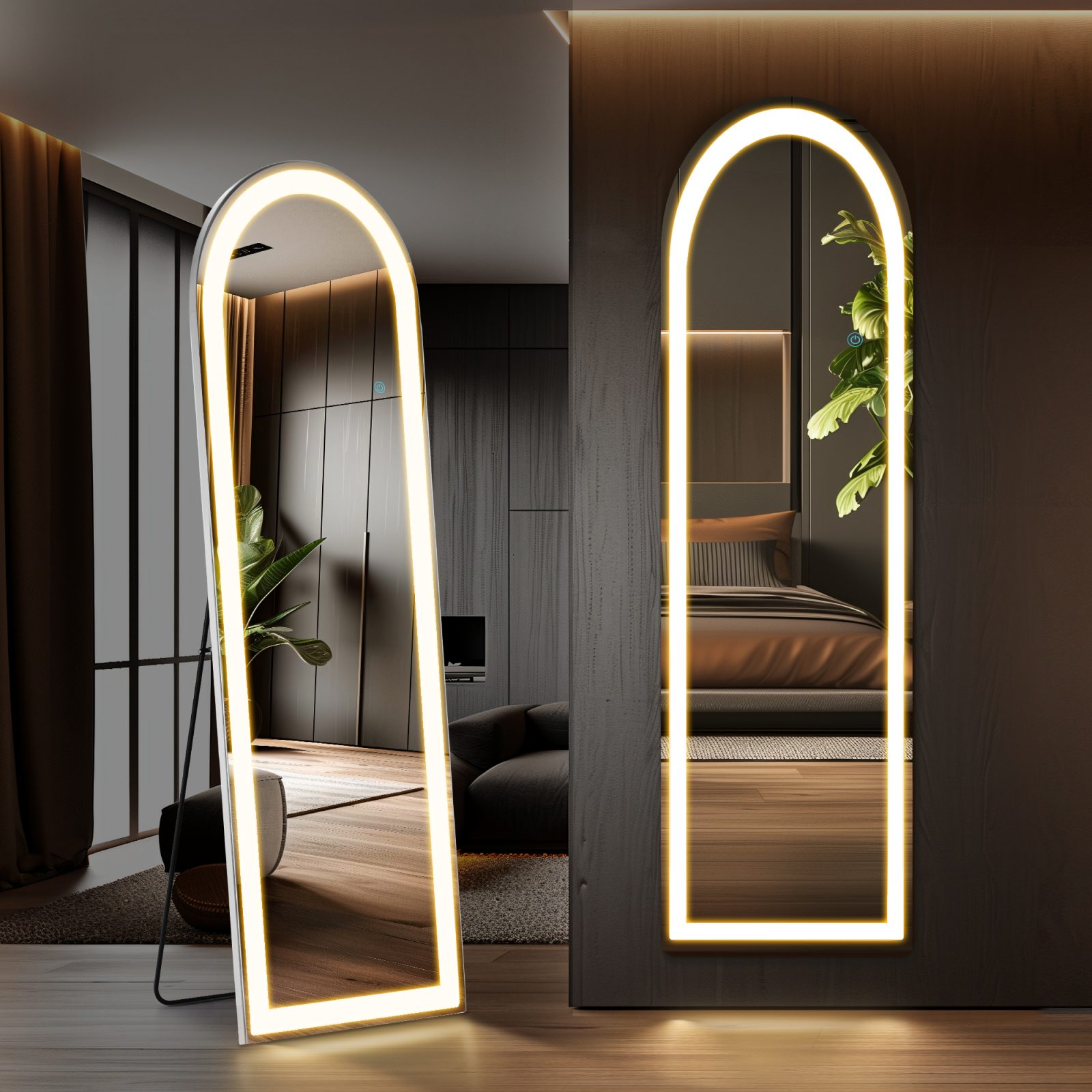 3 Color Lighting Mirror With LED Lights – Rounded corners1660
