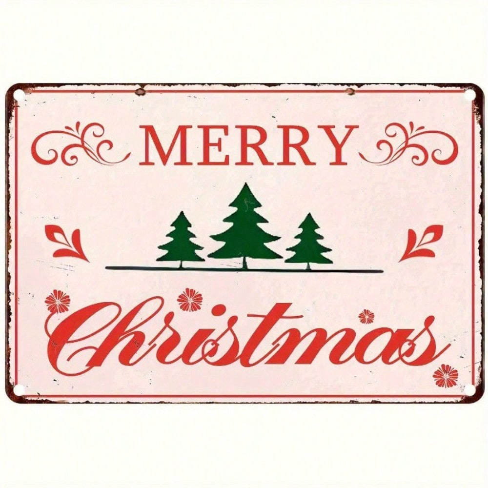 Retro Christmas Tree Tin Sign, Metal Wall Decor Pink 8x12 Gift – view 6