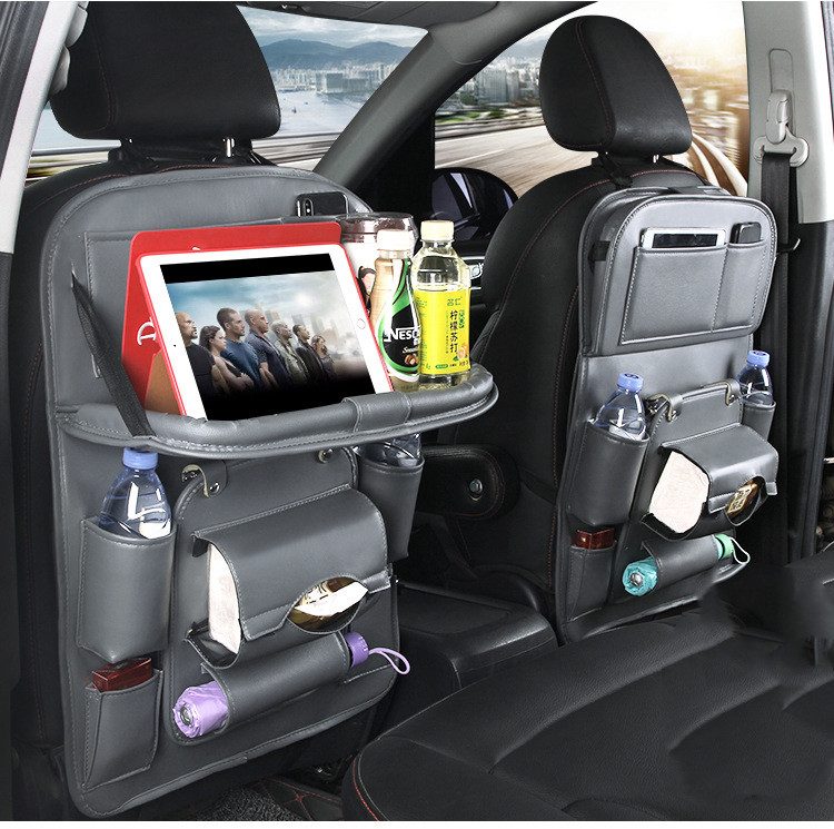 PU Leather Car Storage Bag Multifunction Seat Back Tray Hanging Bag Waterproof Car Organizer Automotive Interior Accessories – view 20