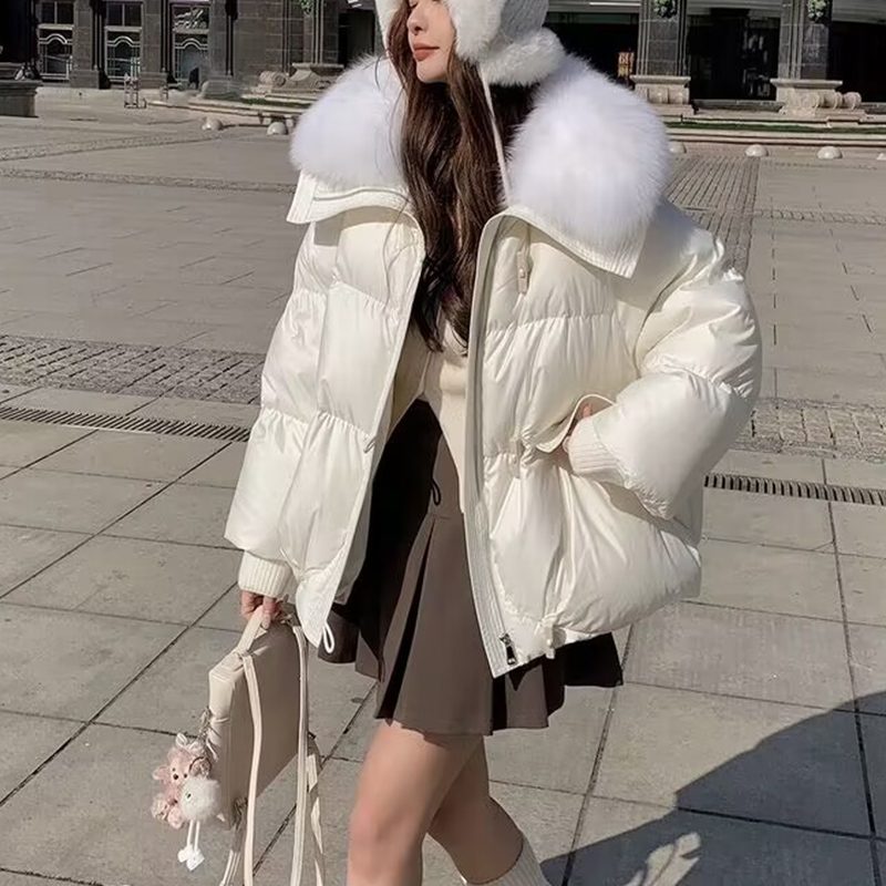 Down Cotton-padded Jacket Women's Short Fur Collar Thickened Coat Winter Clothing – view 10