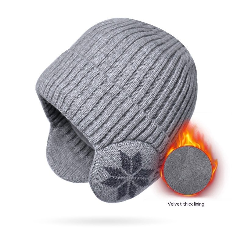 Thermal Knitting Woolen Cap Men's Fleece-lined Thickened Winter Trending Products – Light Gray