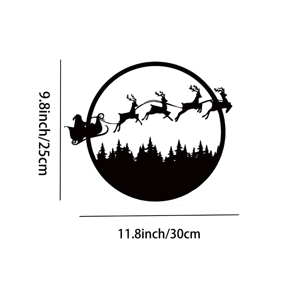24 Inch Round Metal Wall Sign Double, Double Sided Spooky Halloween Merry Christmas Porch, Porch Yard Fireplace Decor, Rustproof Holiday Gift – view 3