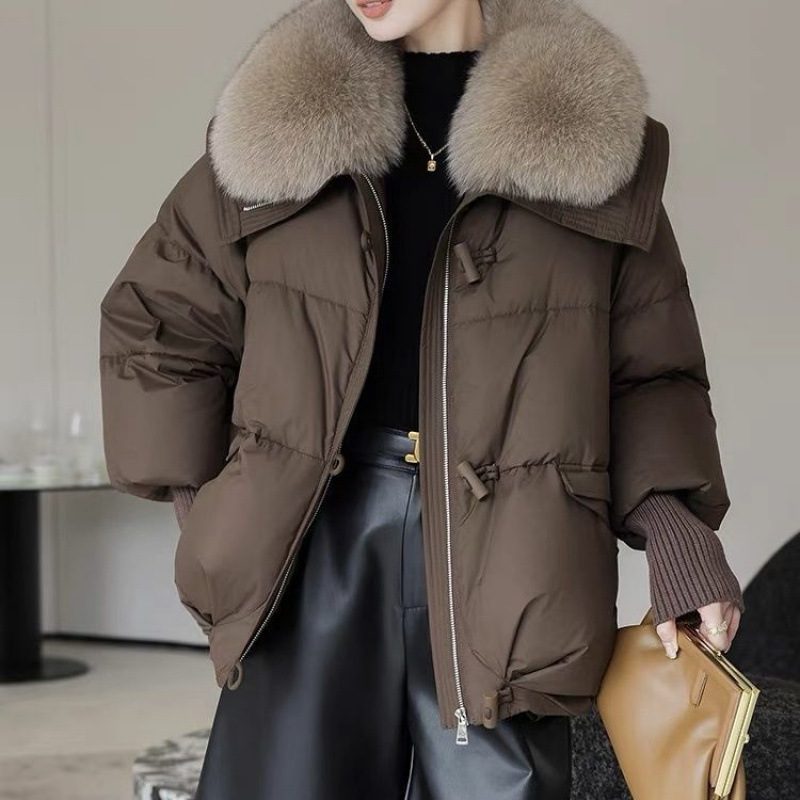 Down Cotton-padded Jacket Women's Short Fur Collar Thickened Coat Winter Clothing – view 7