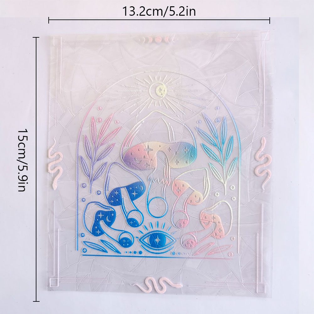 RPS061 Colorful Suncatcher Rainbow Prism Mushroom Static Glass Sticker PVC Glue-free Anti-collision Window Sticker – RPS061