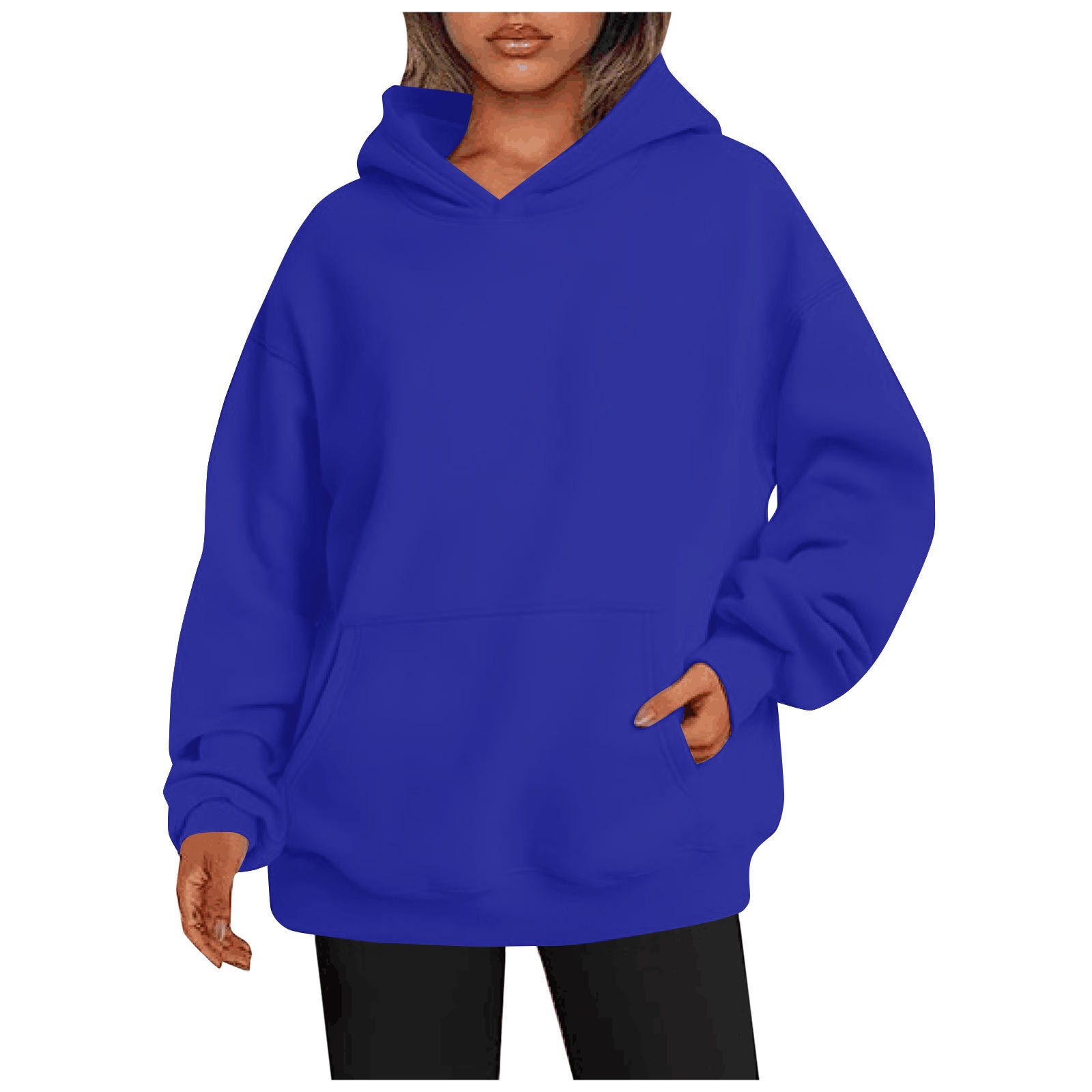 Women's Hoodies With Pockets Fashion Solid Sweatshirt Oversized Hooded Sweater Womens Clothing – Sapphire Blue