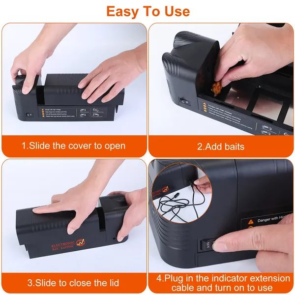 Electric Rat Trap Reusable Mice Trap Rodent Zapper Indoor Pest Control Rechargeable Shock Mice Killer With 1800V High Voltage For Home – view 5