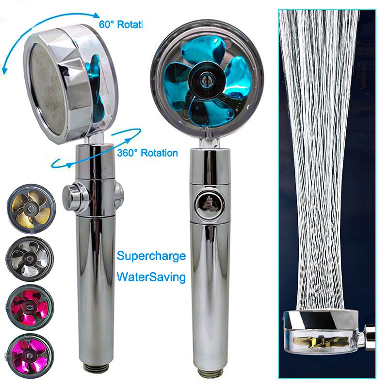 Shower Head Water Saving Flow 360 Degrees Rotating With Small Fan ABS Rain High Pressure Spray Nozzle Bathroom Accessories – view 38
