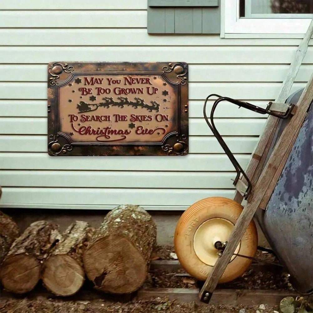 Vintage Christmas Metal Sign Wall Decor, Never Be Too Grown Up Art – view 6