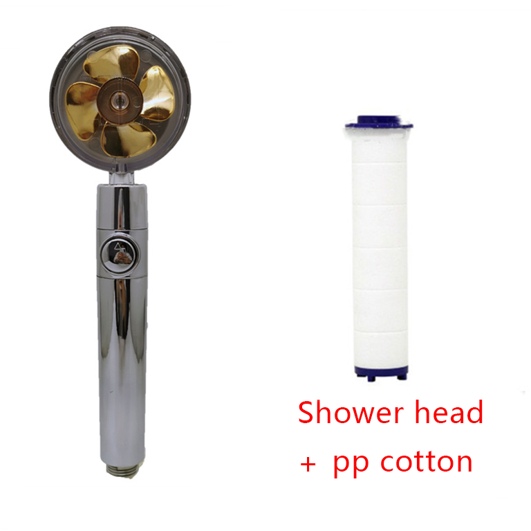 Shower Head Water Saving Flow 360 Degrees Rotating With Small Fan ABS Rain High Pressure Spray Nozzle Bathroom Accessories – Set2
