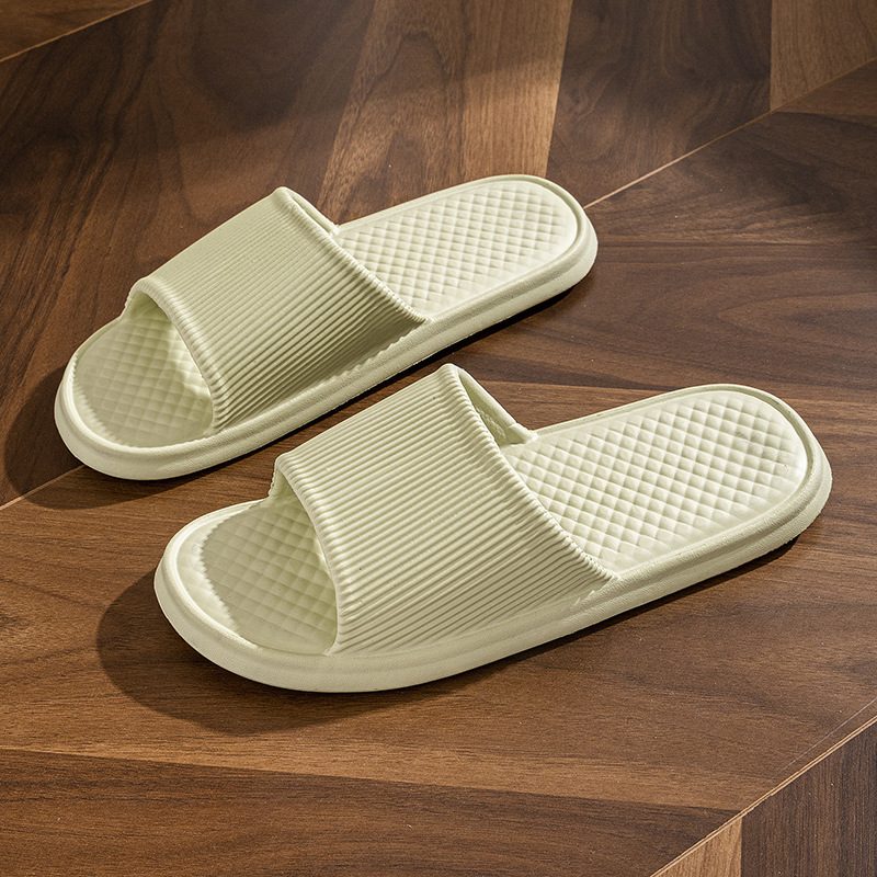 Summer Slipper Indoor House Shoes For Men Women Couples Solid Color Rhombus Striped Non-slip Bathroom Slippers – Green