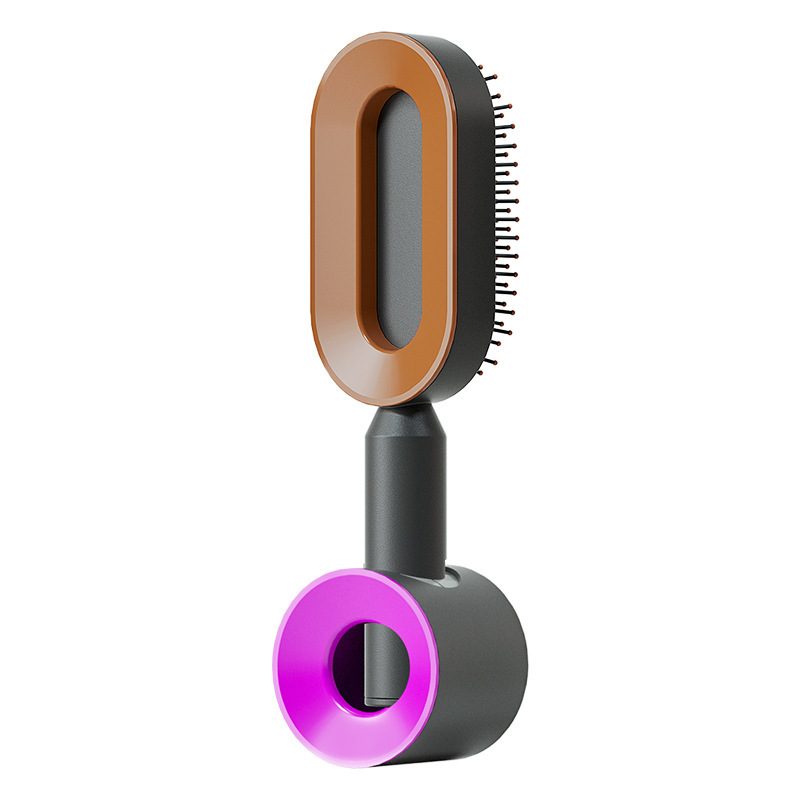 Self Cleaning Hair Brush For Women One-key Cleaning Hair Loss Airbag Massage Scalp Comb Anti-Static Hairbrush – Black gold Set