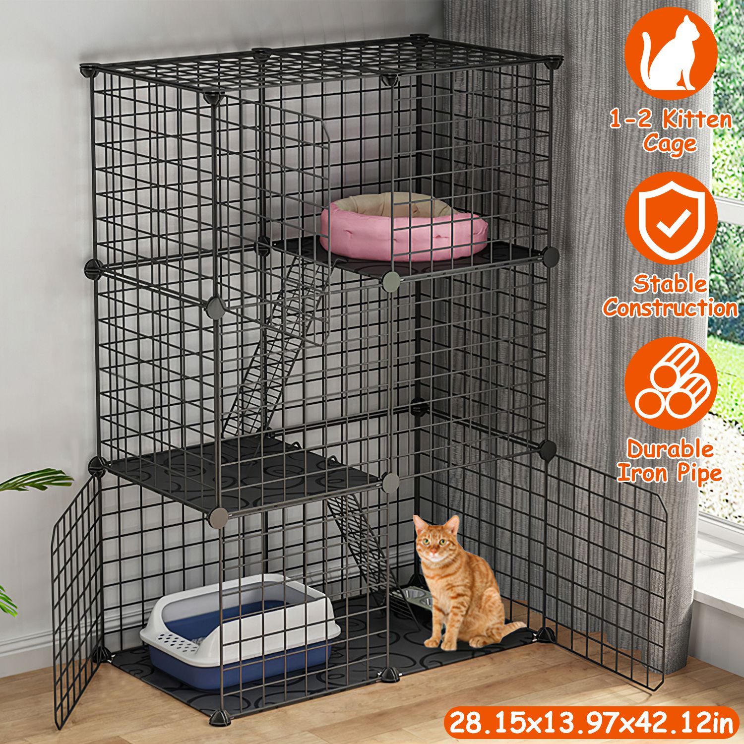 Cat Cage DIY Indoor Pet House, Small Animal House. Detachable Playpen With 3 Doors And 3 Layers, Suitable For Kittens, Puppies, Rabbits – view 8