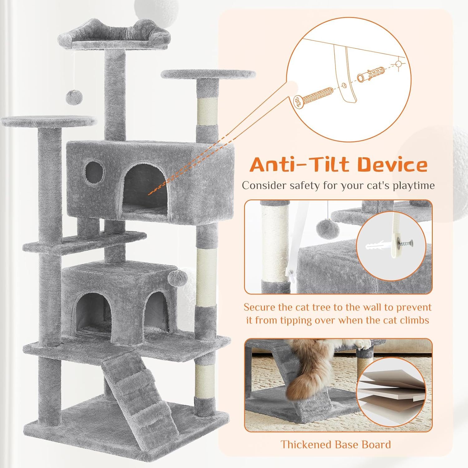 54 -Cat Tree Tower - Multi-level With Sisal Grab Post, Indoor Apartment With Ladder, Plush Toys, Rest And Play – view 13
