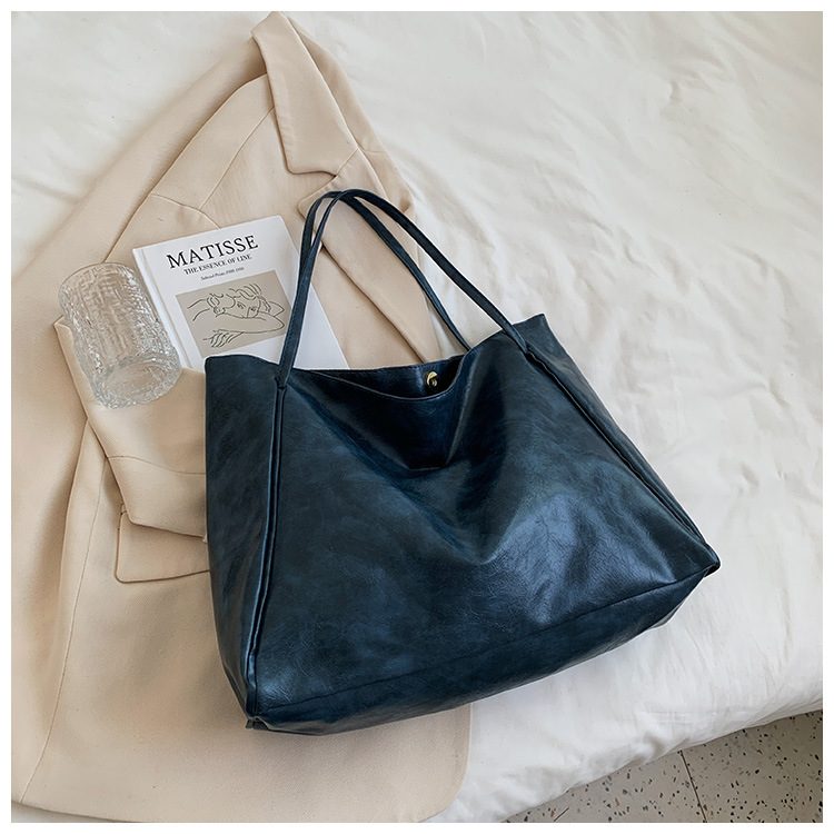 Fashion Handbag New Autumn And Winter Japanese And Korean Large Capacity Soft Leather Shoulder Bag Retro Casual Handbag – Blue