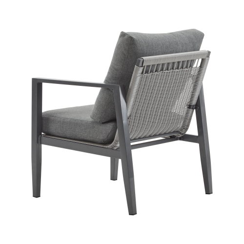 Gray Aluminum Lounge Chair With Sleek Rope Accents And Comfortable Cushions, Perfect For Modern Outdoor And Indoor Spaces – view 8