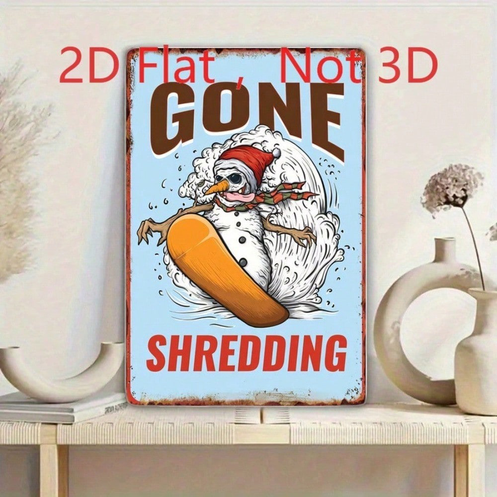 Vintage Gone Shredding Christmas Skull Snowman Snowboarding Tin Sign 20x30, Skull Snowman Snowboarding Tin Sign 20x30cm – view 7