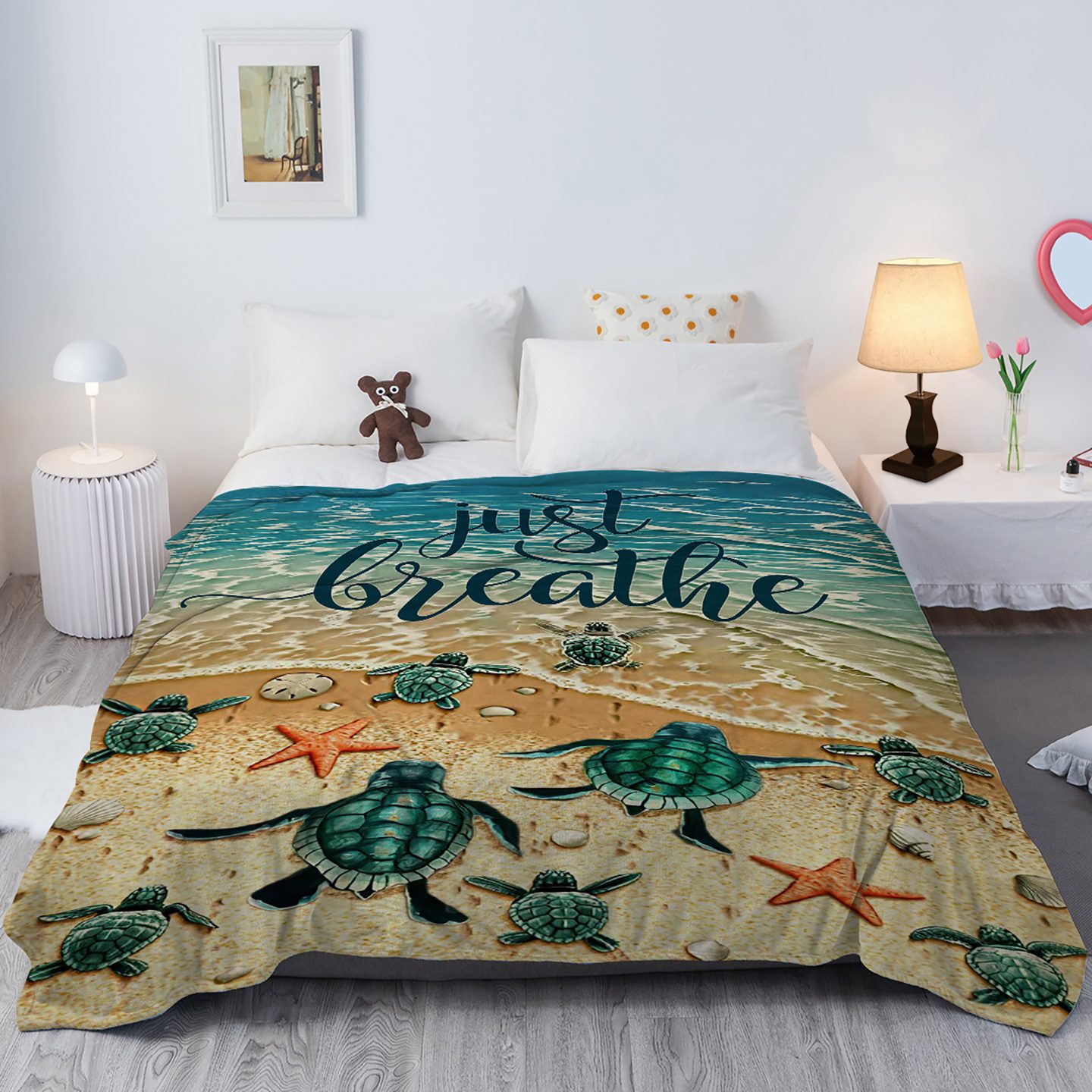 Tropical Baby Sea Turtle Flannel Fleece Blanket 3D Ocean Waves Flannel Soft Plush Throw Blanket Cozy Blankets For Bed Chair Car Sofa Couch Bedroom 150x200cm Temu Can Only Be Self-picked Up – Default