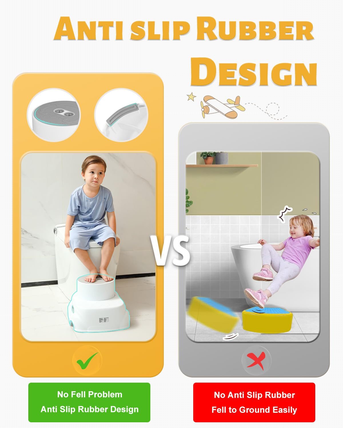 Padded 2-Step Step Stool, 2-Step Footstool - Step Stool Non-slip, Portable, Space-saving Design For Bathroom, Kitchen, Bedroom, Classroom - Easy To Clean, Sturdy And Comfortable – view 2