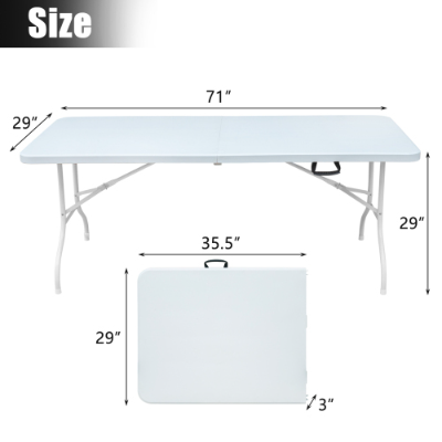 Portable Folding Table Indoor&Outdoor Maximum Weight 135KG Foldable Table For Camping – White