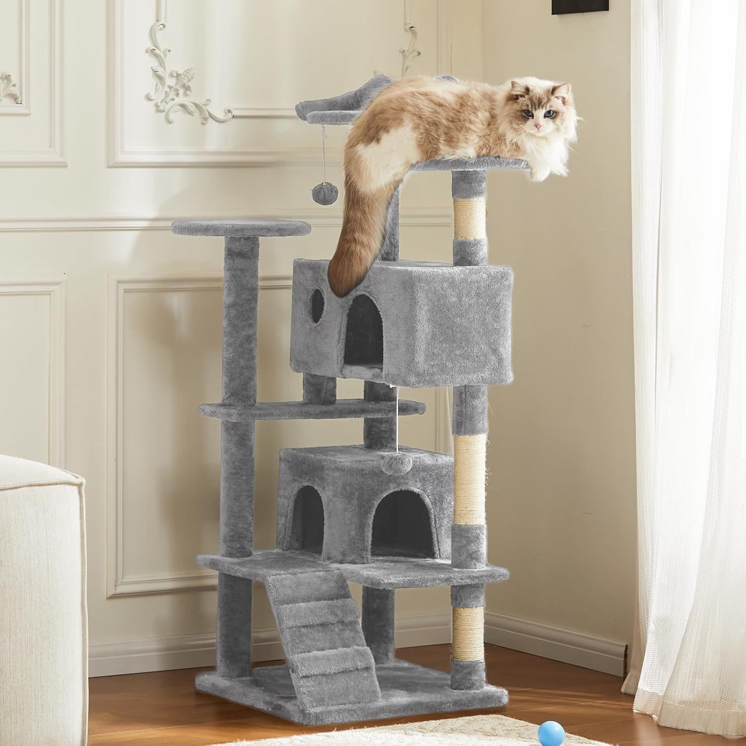 54 -Cat Tree Tower - Multi-level With Sisal Grab Post, Indoor Apartment With Ladder, Plush Toys, Rest And Play – view 9