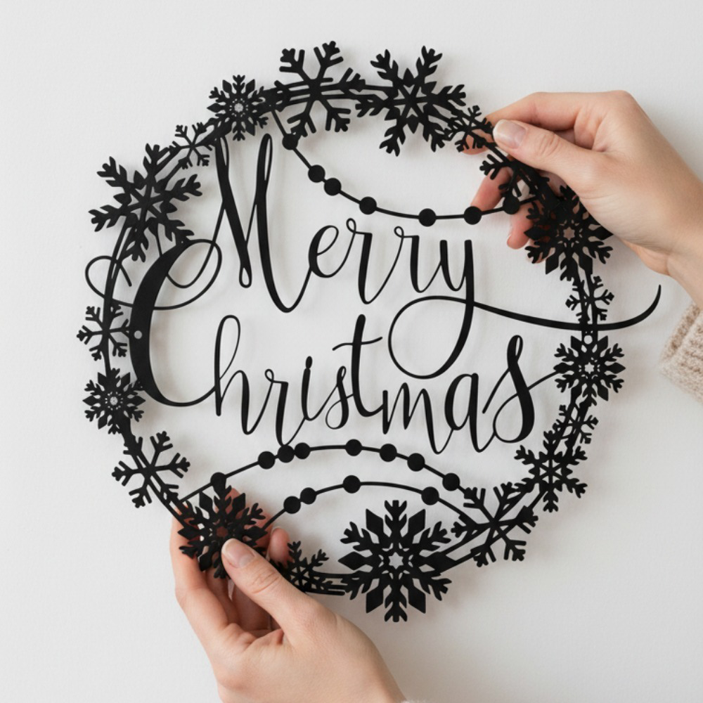 Elegant Merry Christmas Metal Wall Sign, Rustproof Festive Hanging Holiday Plaque Rustic, Xmas Indoor Outdoor, Decor for Door Fireplace, Lovely Gift for – view 5