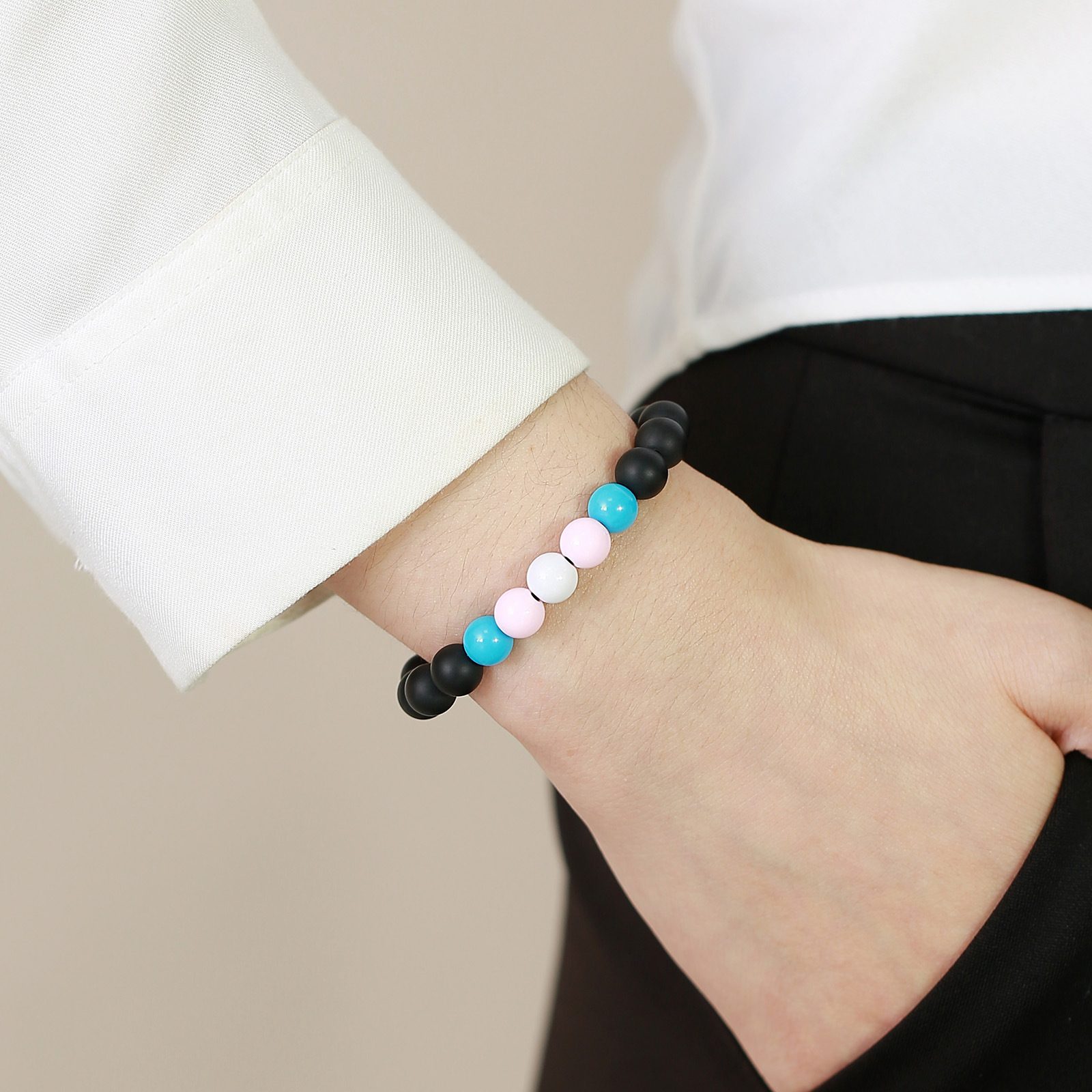 Bracelet Acrylic Black Agate Beaded Bracelet Friendship Men And Women – view 3