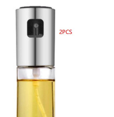 BBQ Healthy Kitchen Cooking Oil Vinegar Spray Bottle Push Type Oil Spray BottlePump Oil Tank Leakproof BBQ Sprayer BBQ Tools Kitchen Gadgets – Silver 2PCS