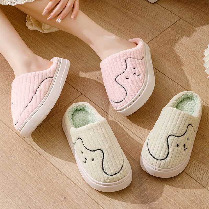 Striped Cat Slippers Indoor Couple Non-slip Floor Bedroom Slipper Winter Warm Plush House Shoes Women Men – view 12