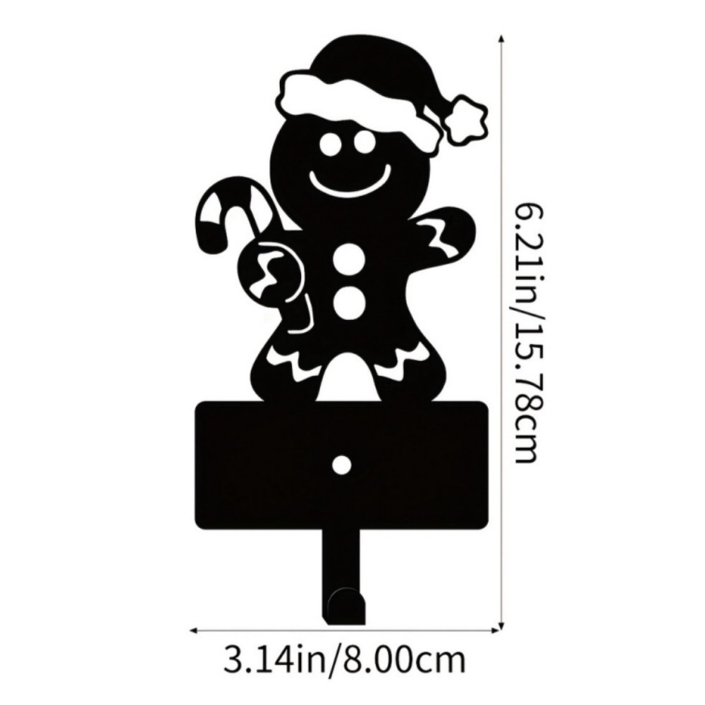 Adorable Gingerbread Man 5-Hook Rustproof Iron, Key Holder Rustic Farmhouse Wall Organizer, For Entryway Kitchen Hanging Hooks, For Keys Towels Coats, Lovely Christmas Decor – view 5