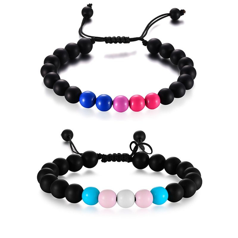 Bracelet Acrylic Black Agate Beaded Bracelet Friendship Men And Women – view 5