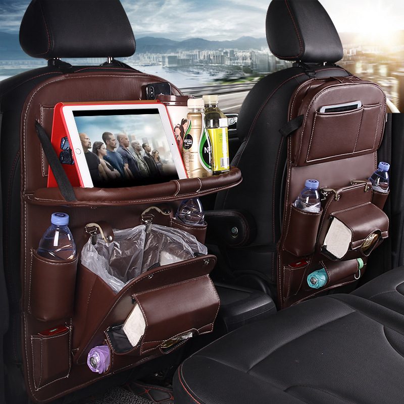 PU Leather Car Storage Bag Multifunction Seat Back Tray Hanging Bag Waterproof Car Organizer Automotive Interior Accessories – view 19
