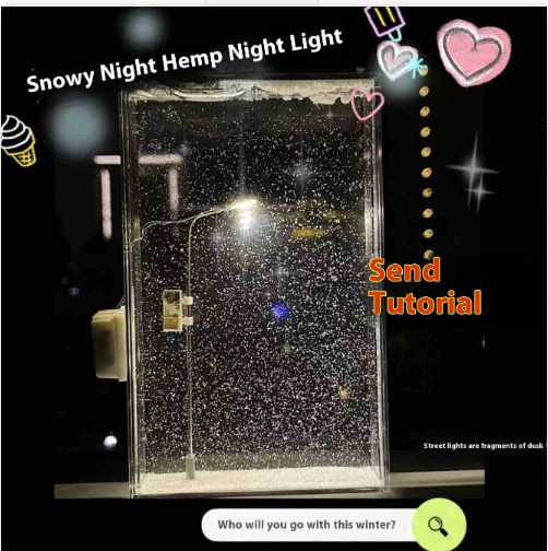 Magic Snowy Landscape Night Lights Small Street Light Snowy Flowing Night DIY Christmas Lights Christmas Desktop Decor Handmade – 2 Style