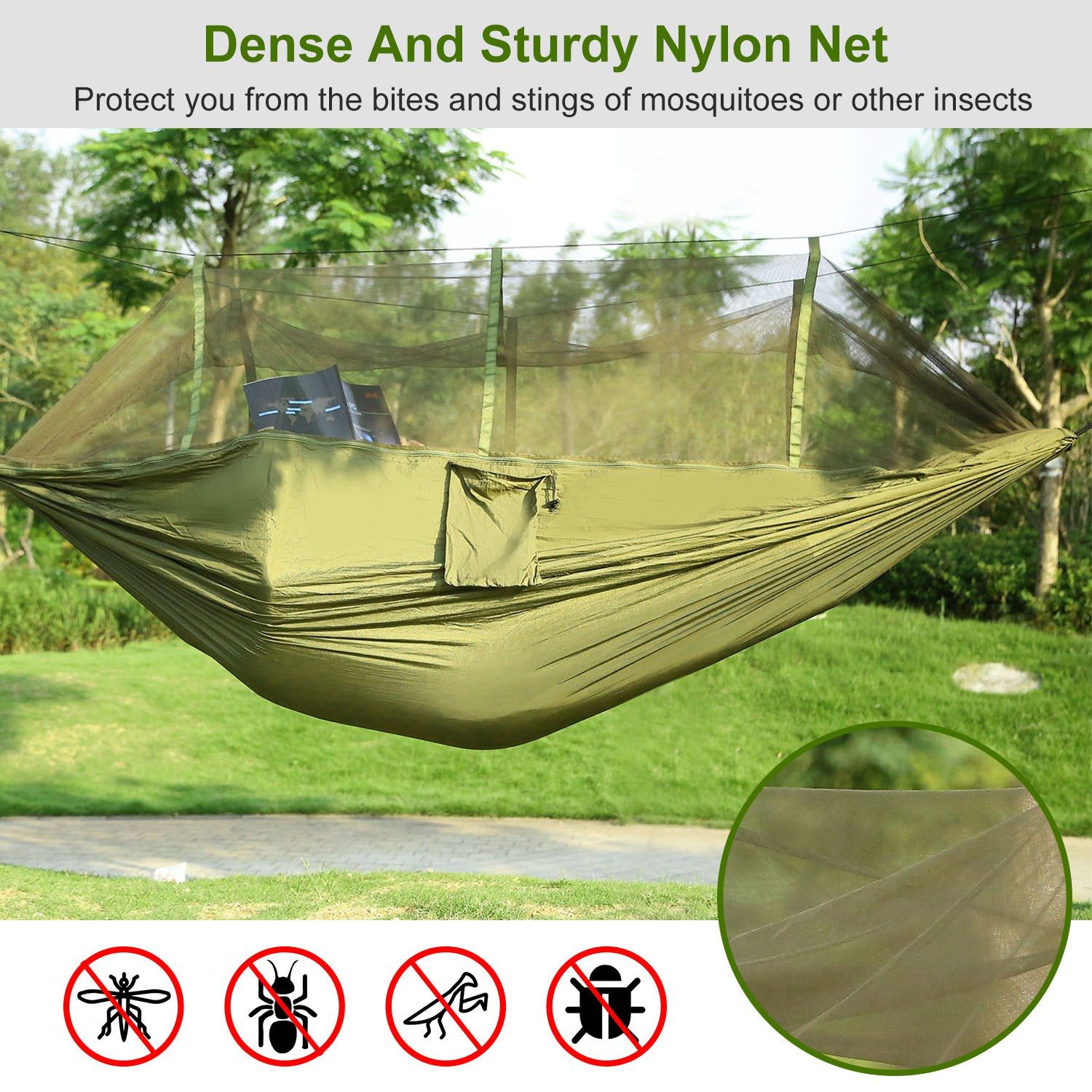 Camping Hammock, Portable Double Hammock With Net – view 7
