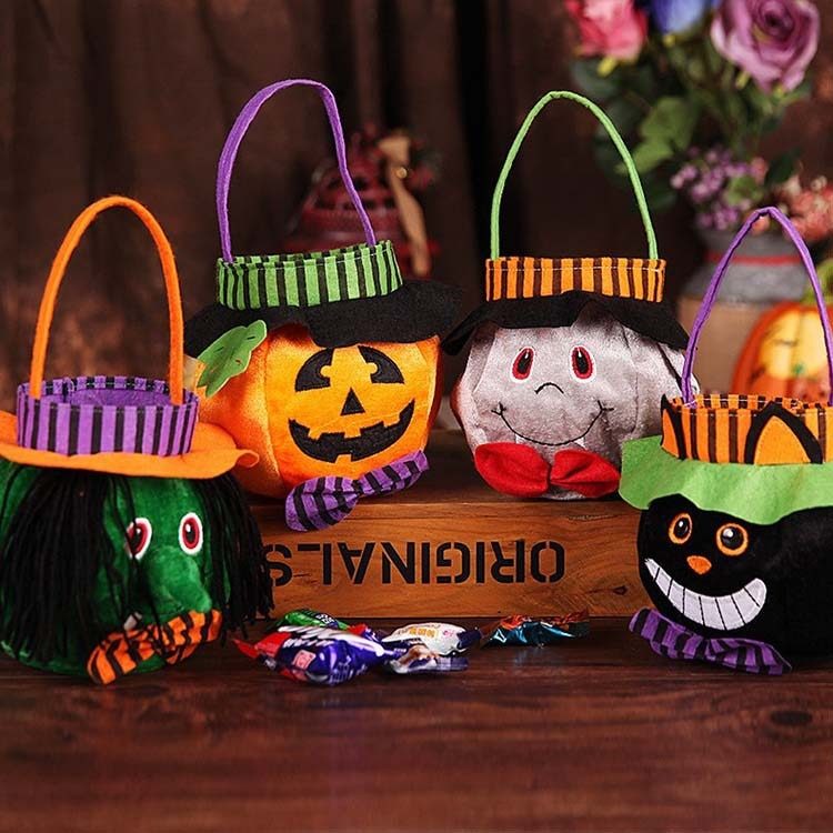 Cute Halloween Candy Bag Halloween Pumpkin Pattern Portable Handbag Cosplay Props Gift Basket Kids Gifts – view 5