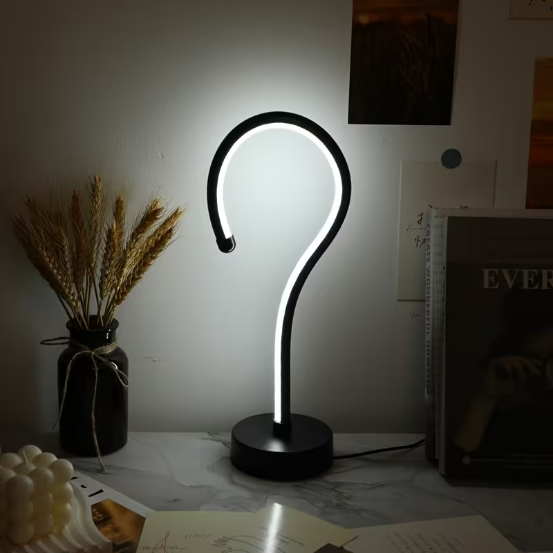 2PC Creative Question Mark Shape Table Lamp, USB Three-color Dimming Desktop Decoration Table Lamp – view 4