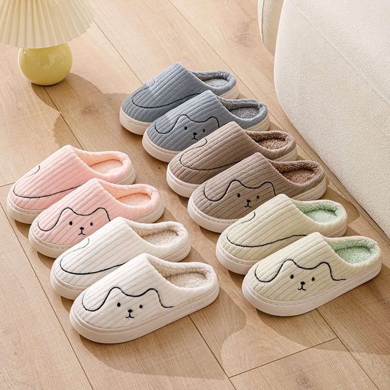 Striped Cat Slippers Indoor Couple Non-slip Floor Bedroom Slipper Winter Warm Plush House Shoes Women Men – view 8