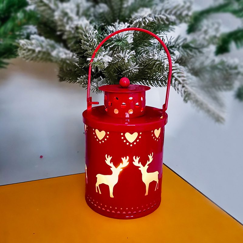 Christmas Candle Lights LED Small Lanterns Wind Lights Electronic Candles Nordic Style Creative Holiday Decoration Decorations – Red 0069