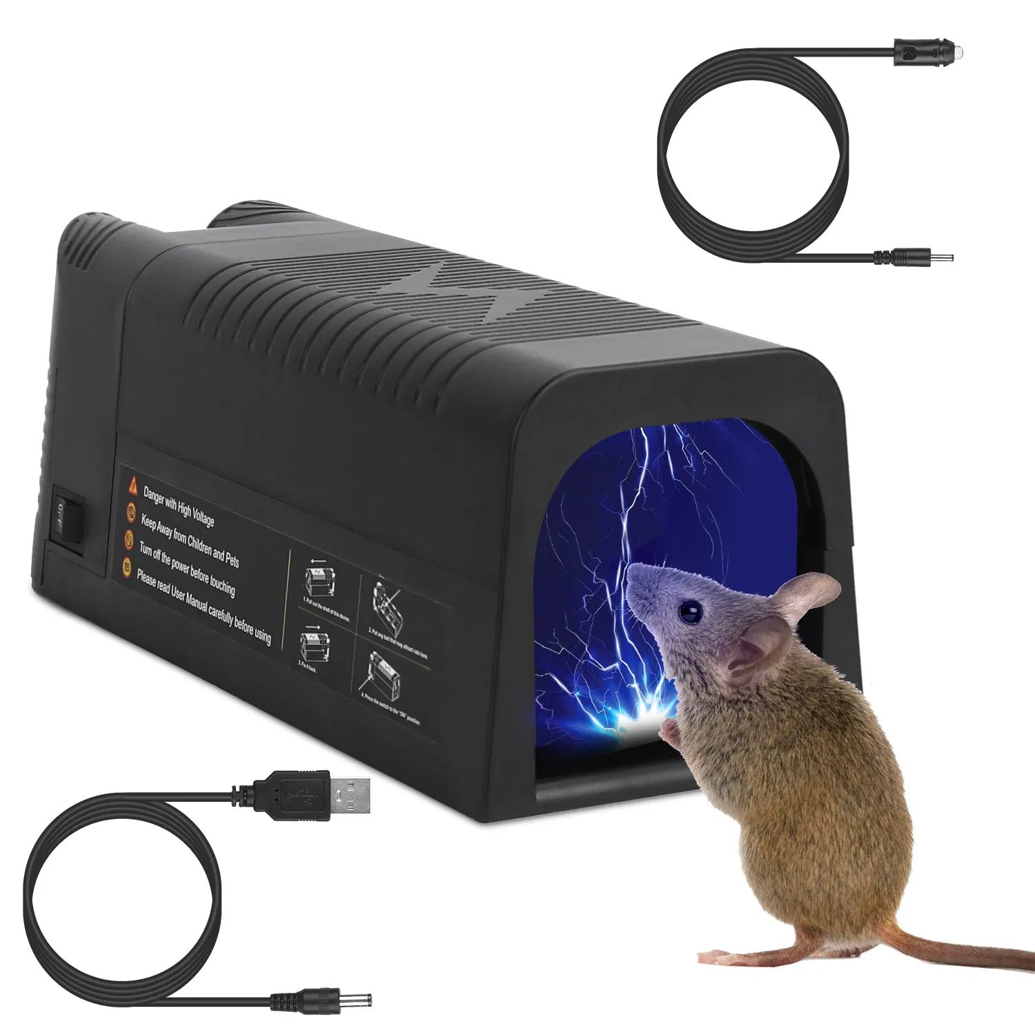 Electric Rat Trap Reusable Mice Trap Rodent Zapper Indoor Pest Control Rechargeable Shock Mice Killer With 1800V High Voltage For Home – view 9