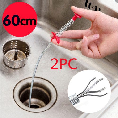 60CM Sewer Dredger Spring Pipe Dredging Tool Household Hair Cleaner Drain Clog Remover Cleaning Tools Household For Kitchen Sink Kitchen Gadgets – Color randomised 2pcs