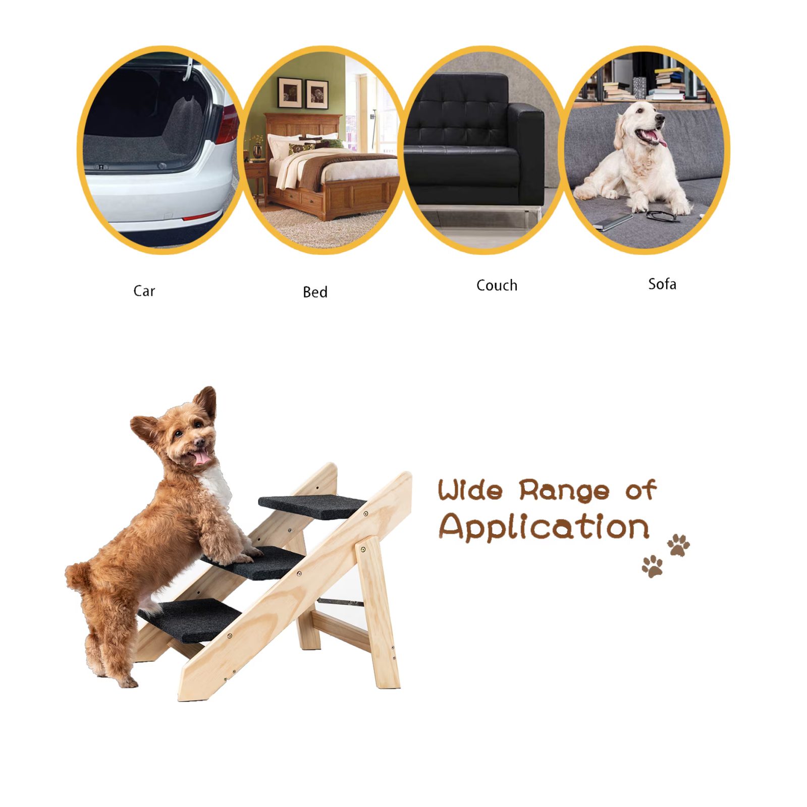 Wood Pet Stairs Pet Steps Foldable 3 Levels Dog Stairs Ramp Perfect For Beds And Cars Portable Dog Cat Ladder Up To 110 Pounds – view 3