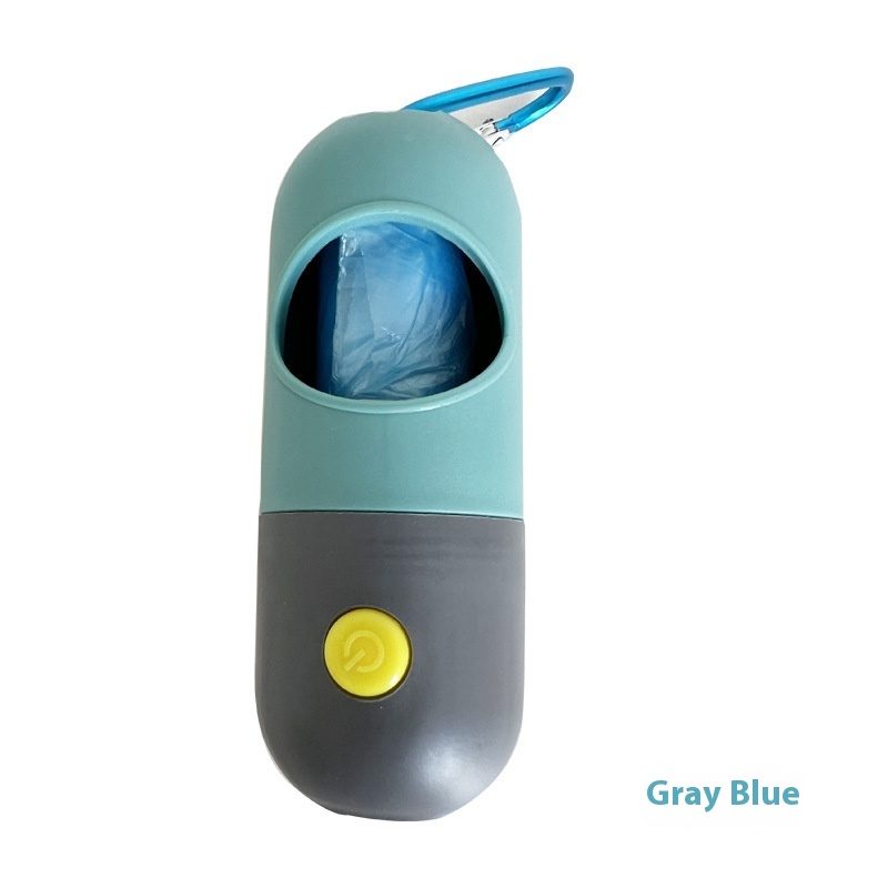 Led Light Pet Waste Bag Dispenser For Dogs Cats Dog Poop Scooper Bags Waste Bags Holder Dispensers Pet Clean Accessories – Blue Gray