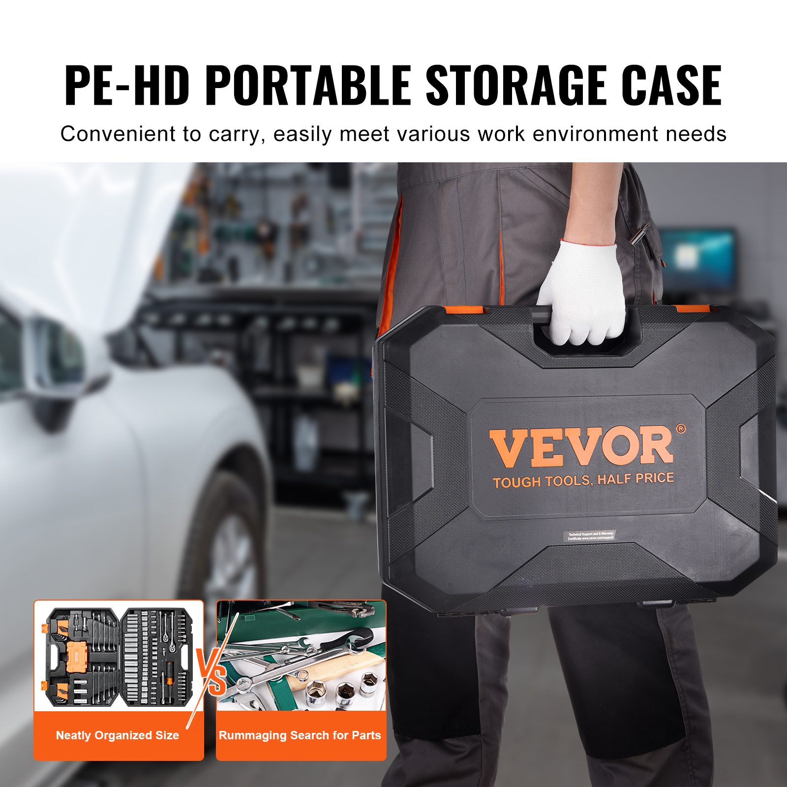 VEVOR Mechanics Tool Set And Socket Set, Drive Deep And Standard Sockets, 145 Pcs SAE And Metric Mechanic Tool Kit With Bits, Combination Wrench, Hex Wrenches, Accessories, Storage Case – view 10