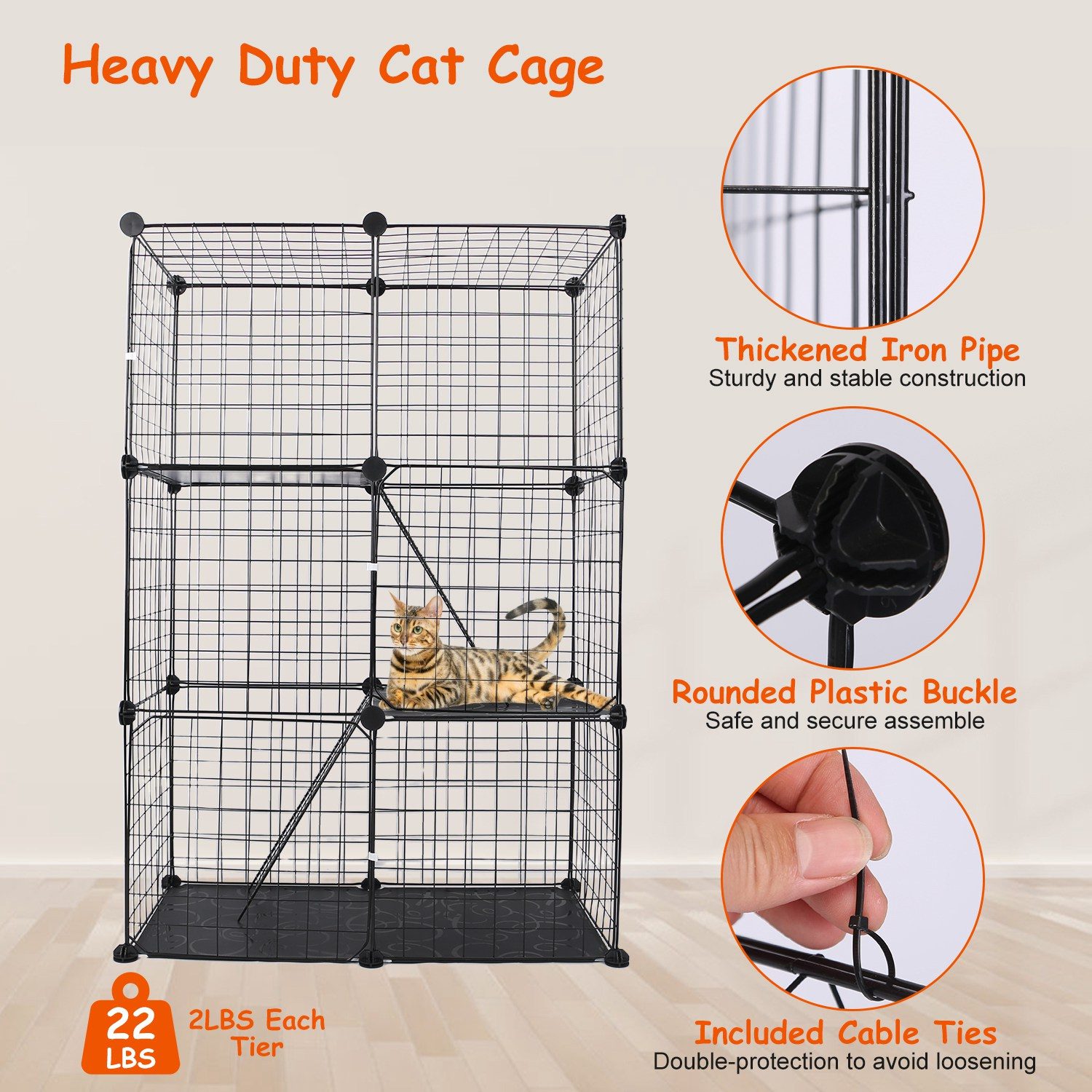 Cat Cage DIY Indoor Pet House, Small Animal House. Detachable Playpen With 3 Doors And 3 Layers, Suitable For Kittens, Puppies, Rabbits – view 9